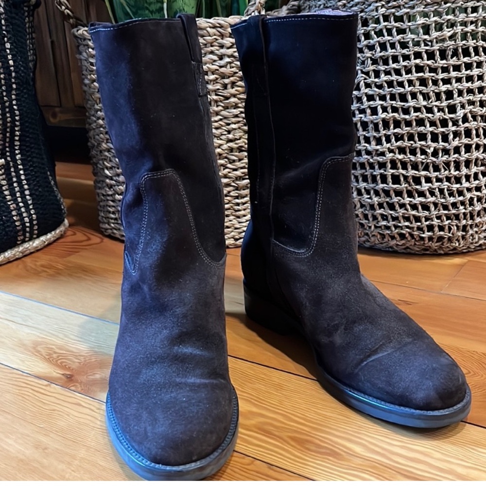 J Crew pull on brown suede boot